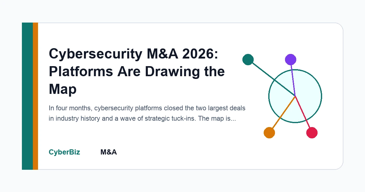 Editorial technical diagram for Cybersecurity M&A 2026: Platforms Are Drawing the Map